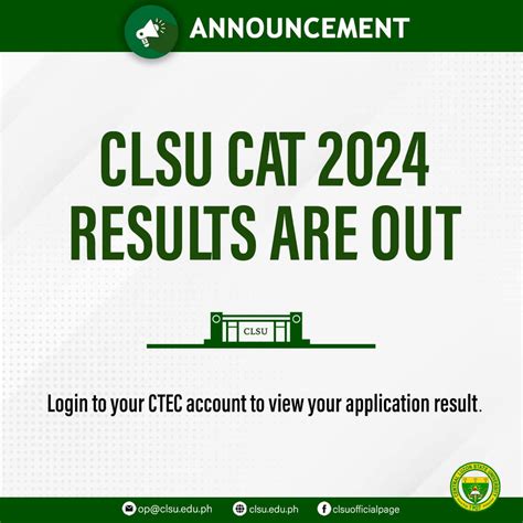 CLSU CAT 2024 RESULTS ARE .